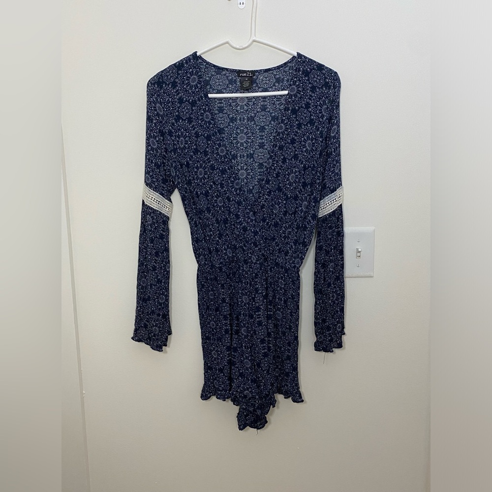 Rue 21 Blue Floral Romper size medium